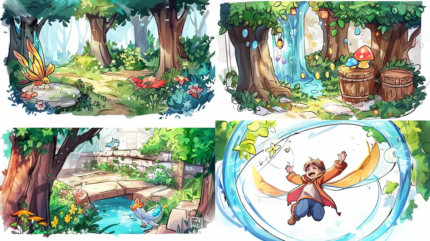 Whimsical Children’s Fantasy Landscape with Lush Detailing - Midjourney sref style