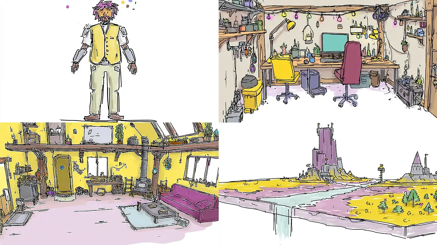 Quirky, minimalistic illustration style with a playful essence - Midjourney sref style