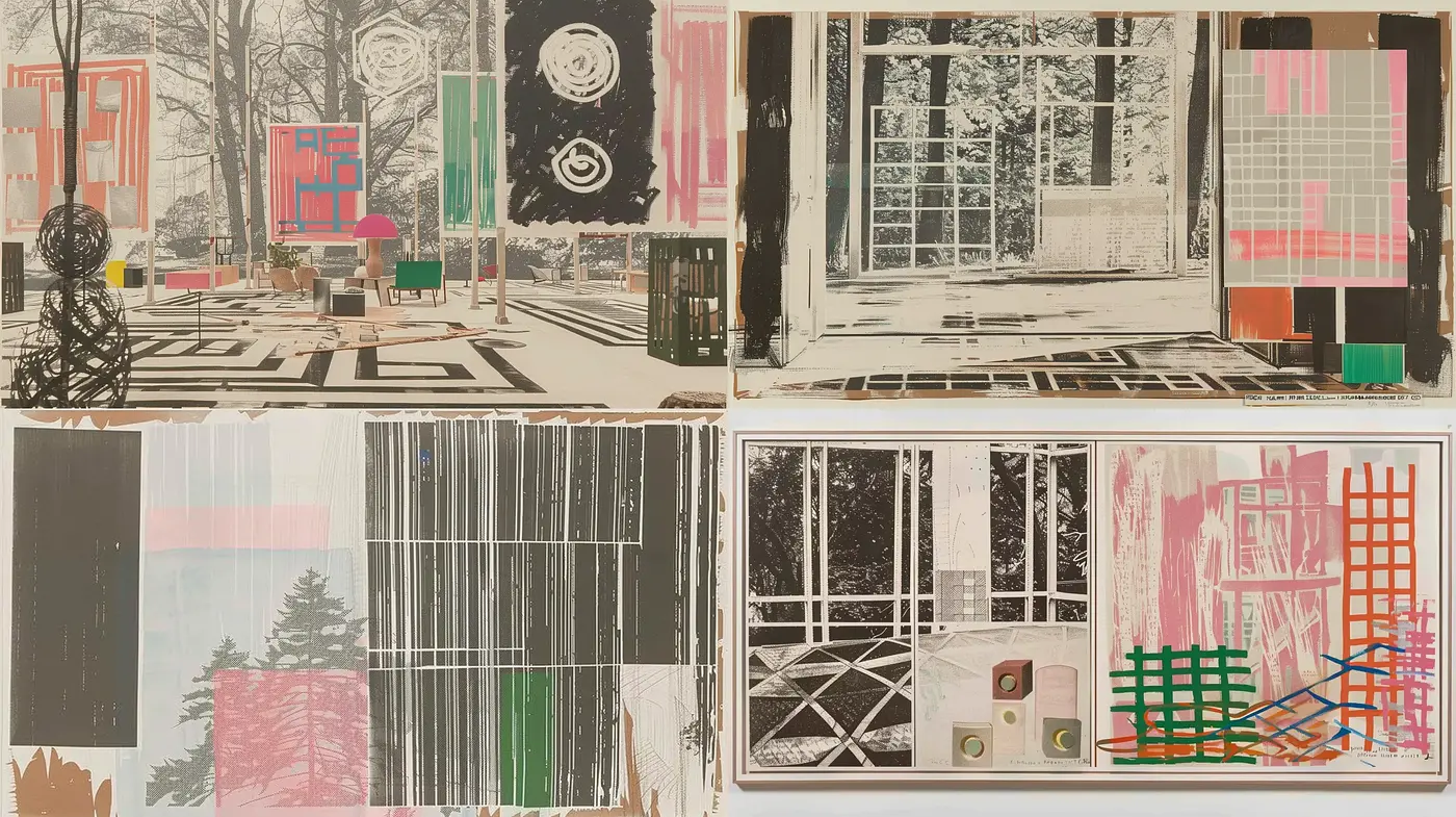 Abstract Expressionist Fusion with Digital Overlays - Midjourney sref style