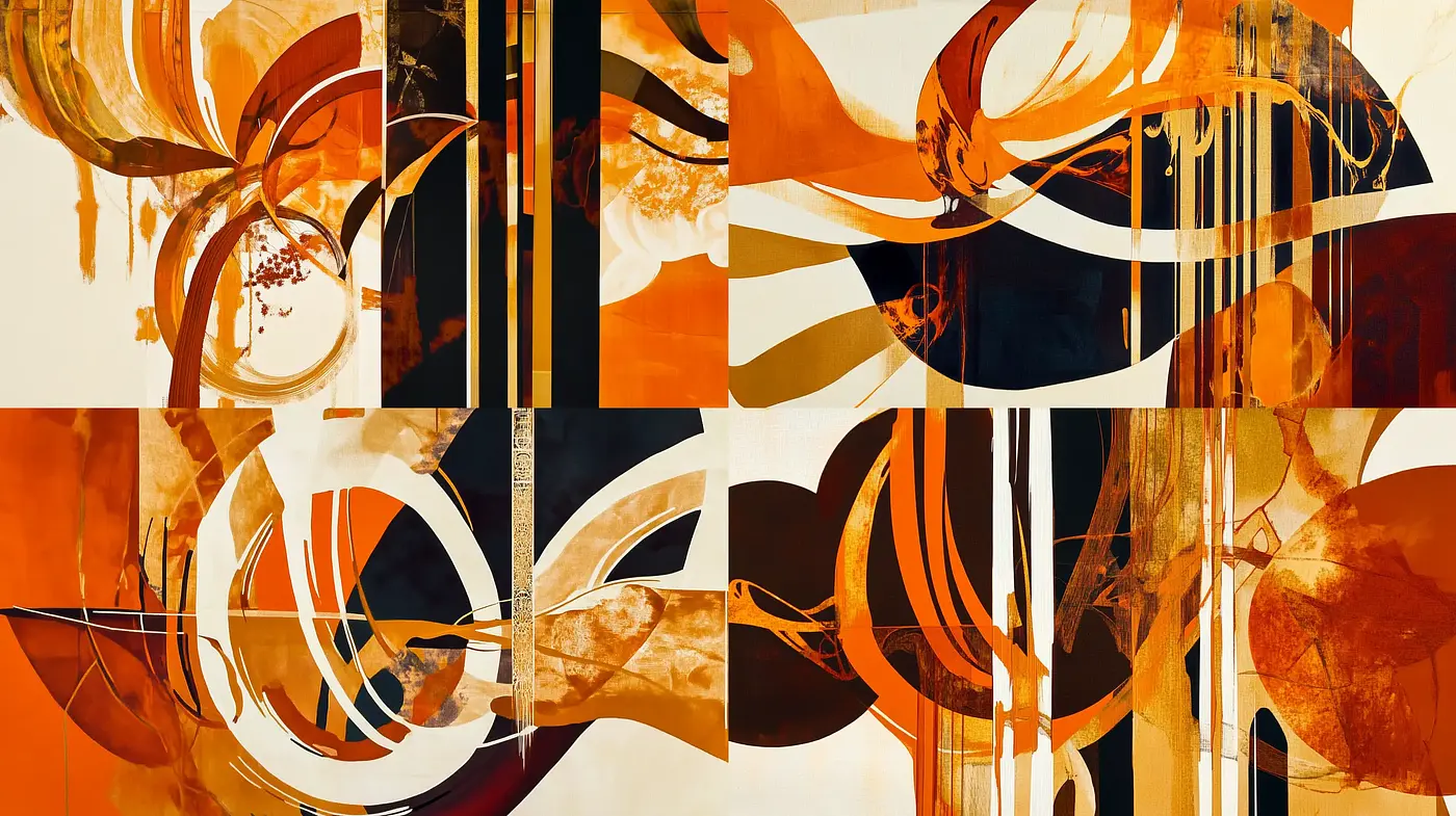 Harmonious Symphony of Abstract Vintage Tones and Fluid Dynamics - Midjourney sref style