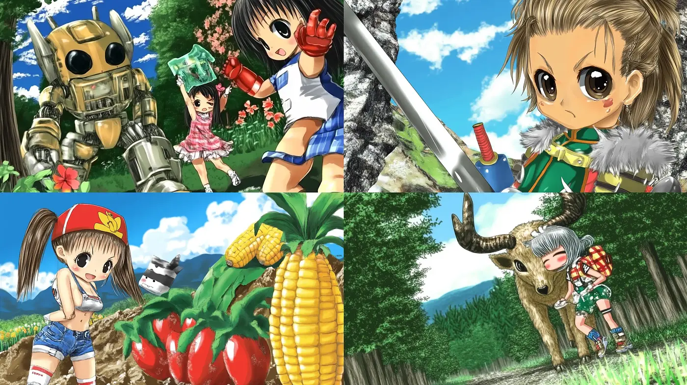 Vibrant Anime-Inspired Digital Artistry with Nature Emphasis - Midjourney sref style