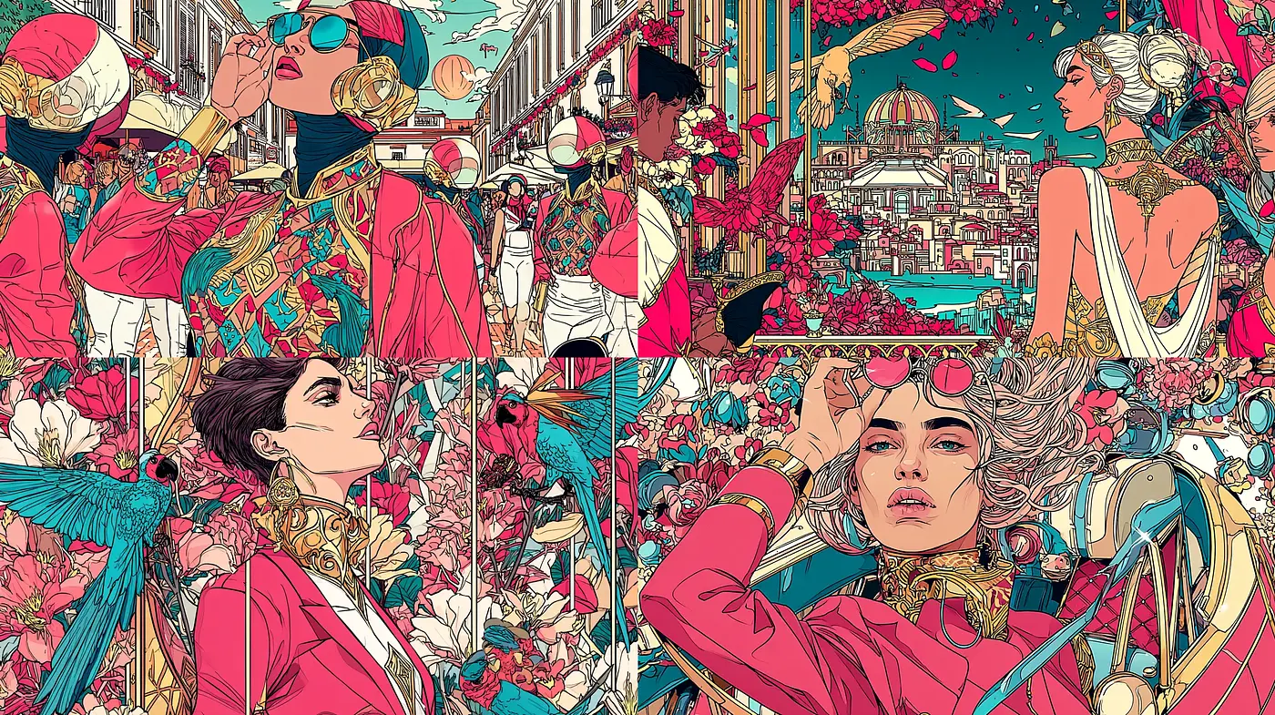 Vibrant and intricate storytelling through contemporary illustration - Midjourney sref style