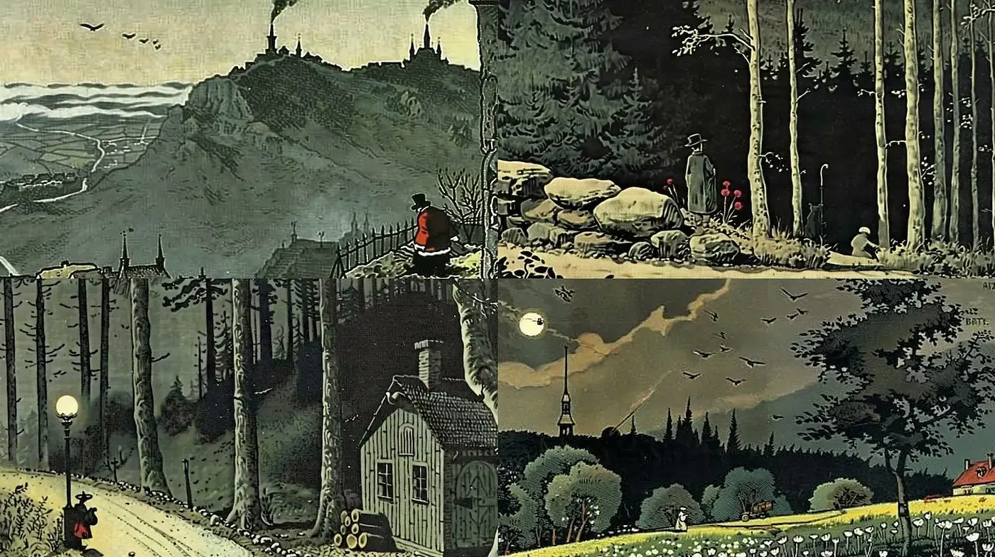 Textured Vintage Landscapes with Evocative Nature Scenes - Midjourney sref style
