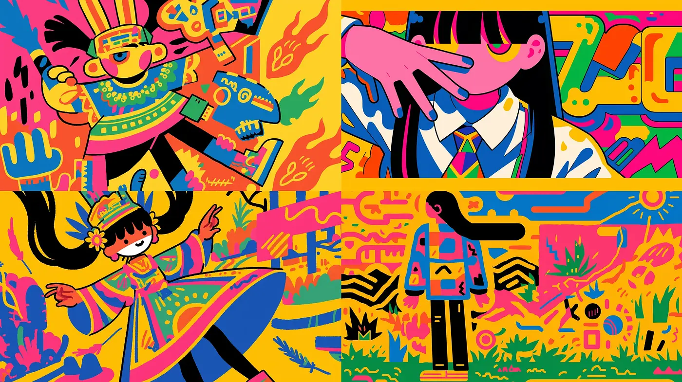 Eclectic Fusion of Pop Art and Ethnic Motifs - Midjourney sref style
