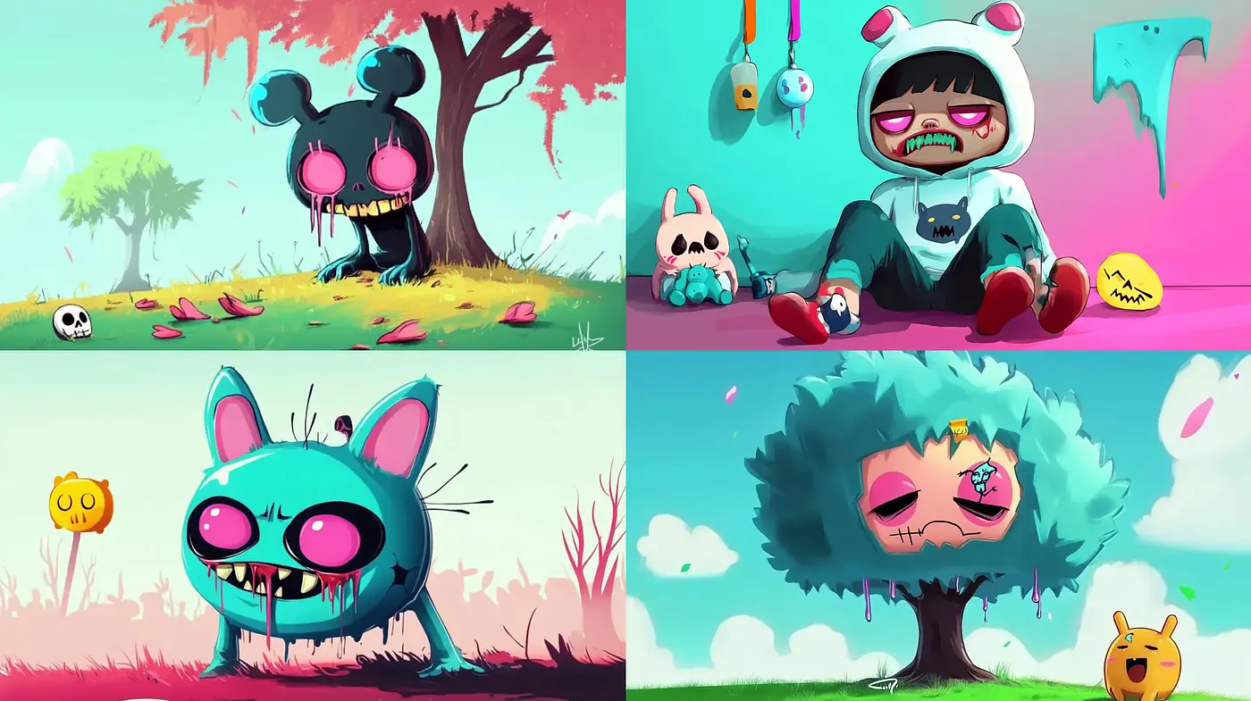 Whimsical Cartoon Fantasy with Vibrant Comic Book Aesthetics - Midjourney sref style