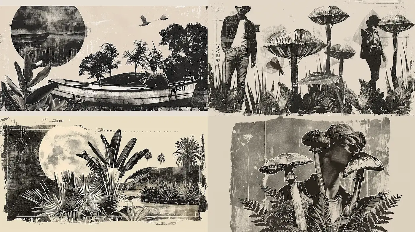Surrealistic Herbal Landscapes with a Vintage Aesthetic - Midjourney sref style
