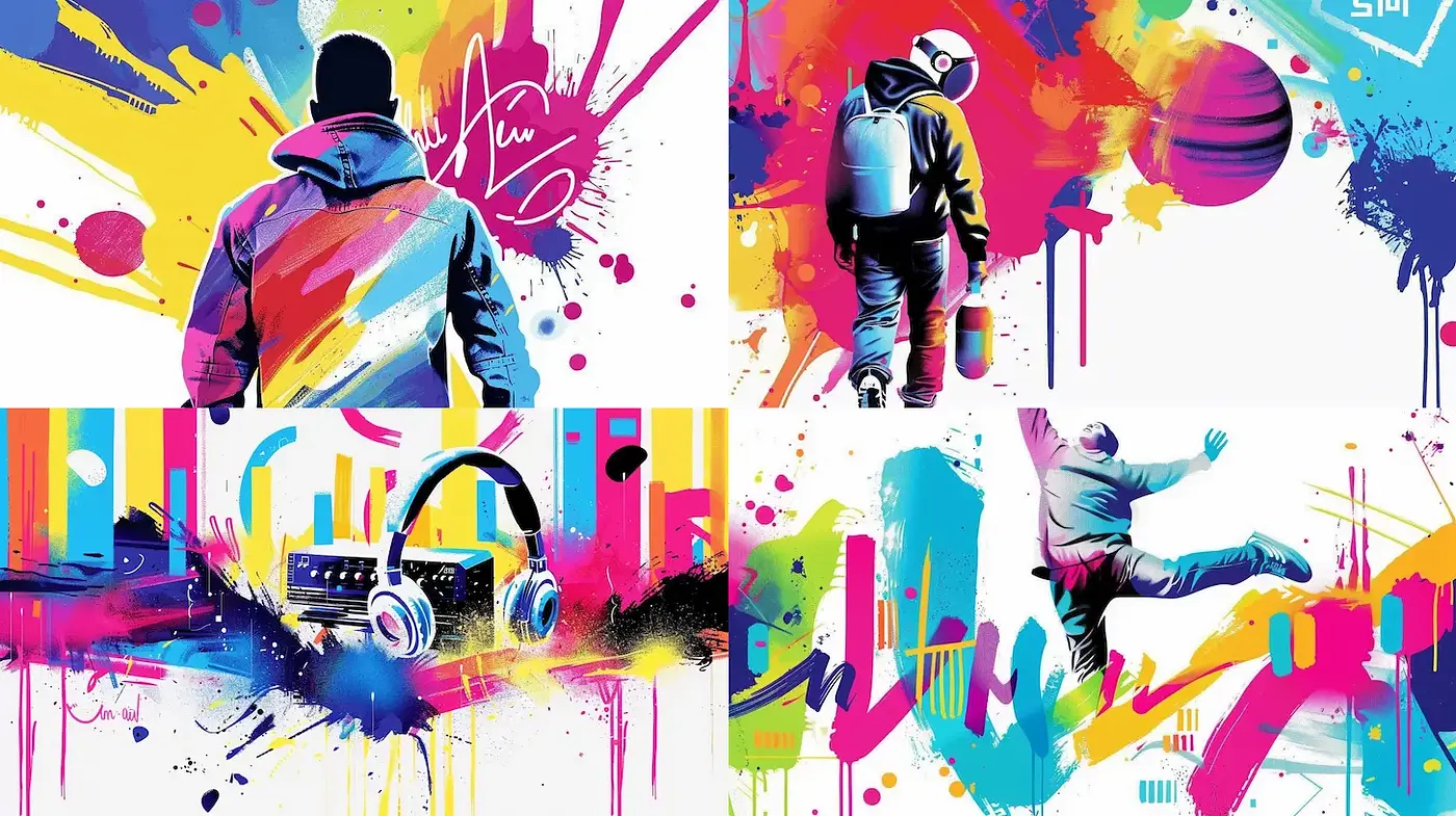 Dynamic and Vibrant Abstract Expression Playful Art Style - Midjourney sref style