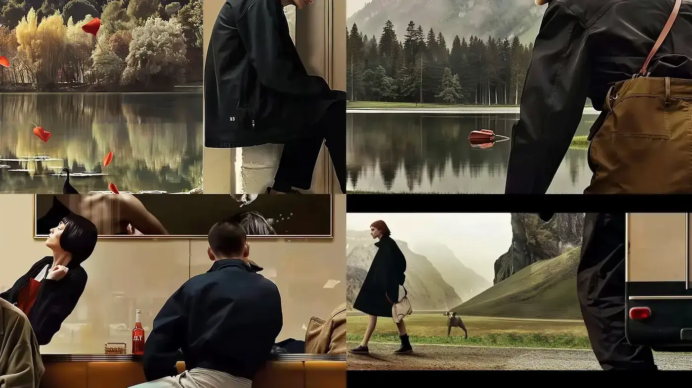 Moody, contemporary visual narrative with a cinematic flair - Midjourney sref style