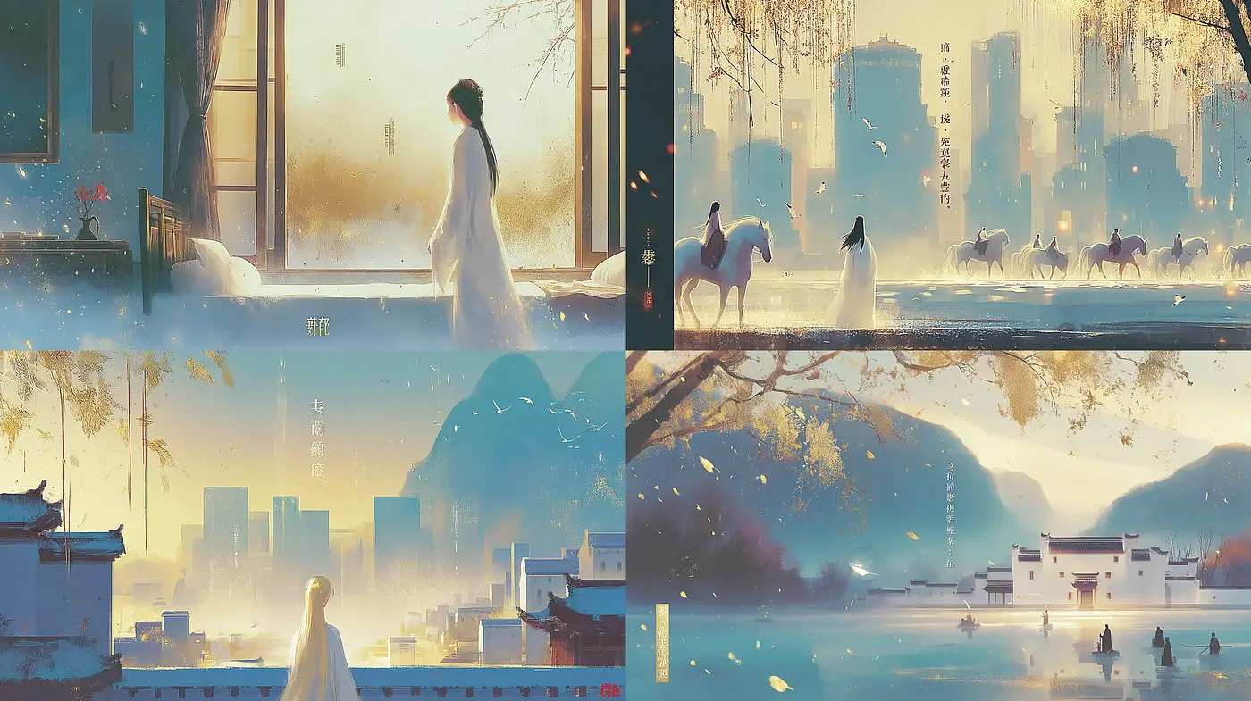 Serene and ethereal landscapes with a dreamlike quality - Midjourney sref style