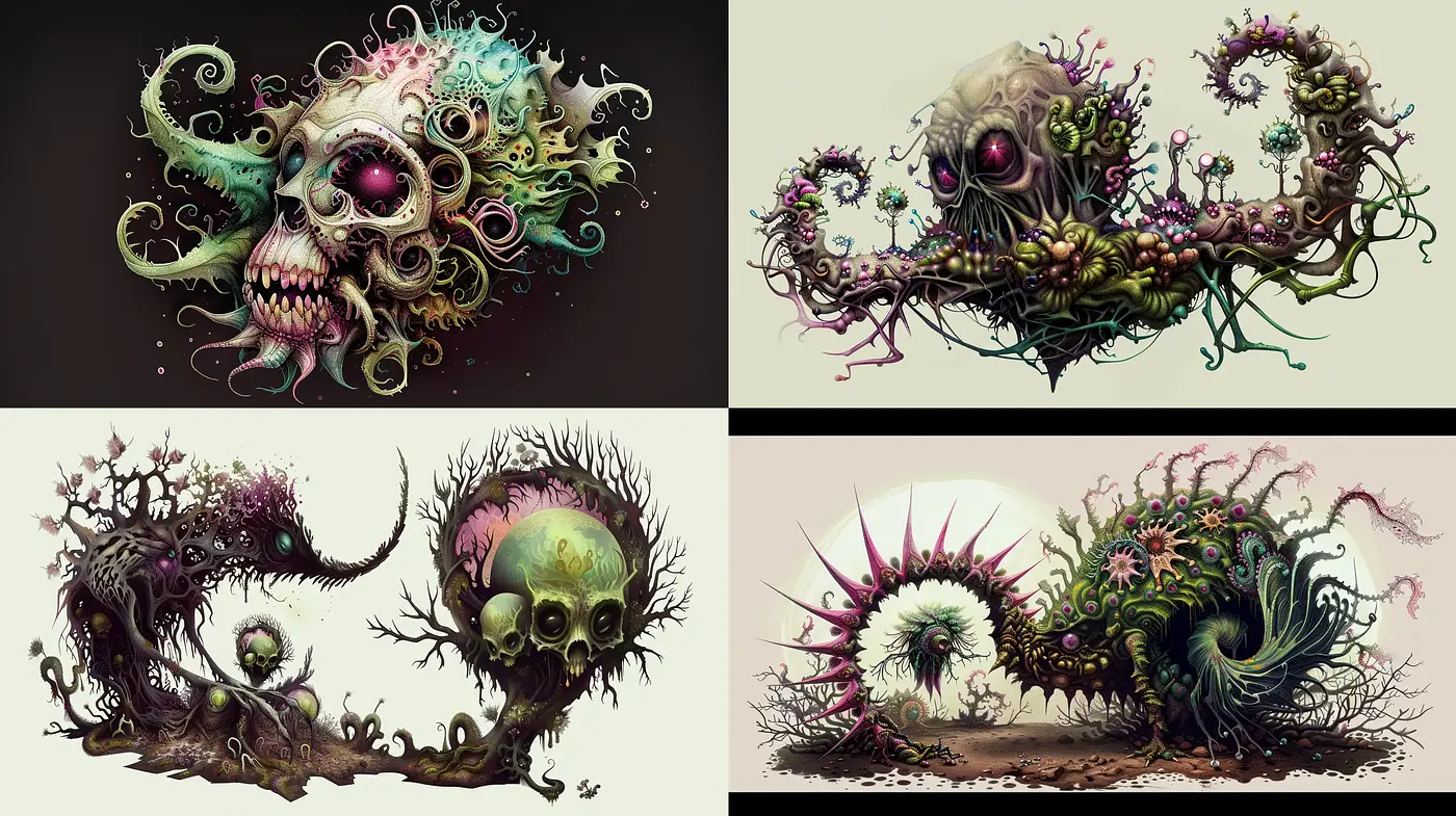 Ethereal Macabre: A Fantastical Journey Through Morbid Elegance - Midjourney sref style
