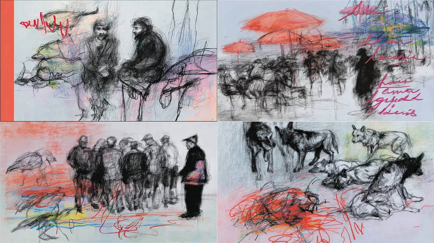 Expressive and Dynamic Illustrations with a Blend of Figuration and Abstraction - Midjourney sref style