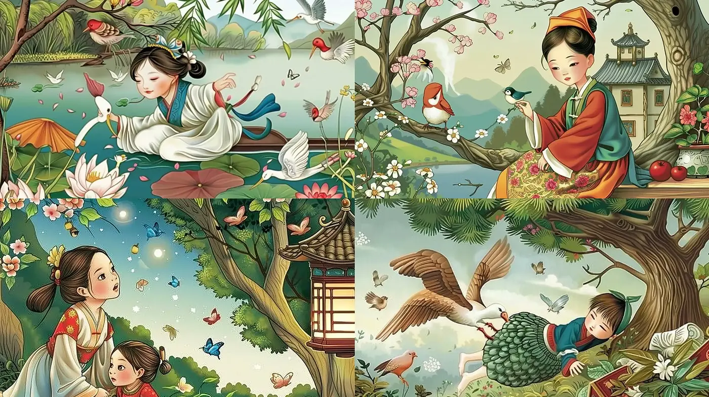 Enchanting Garden of Serene Narratives - Midjourney sref style