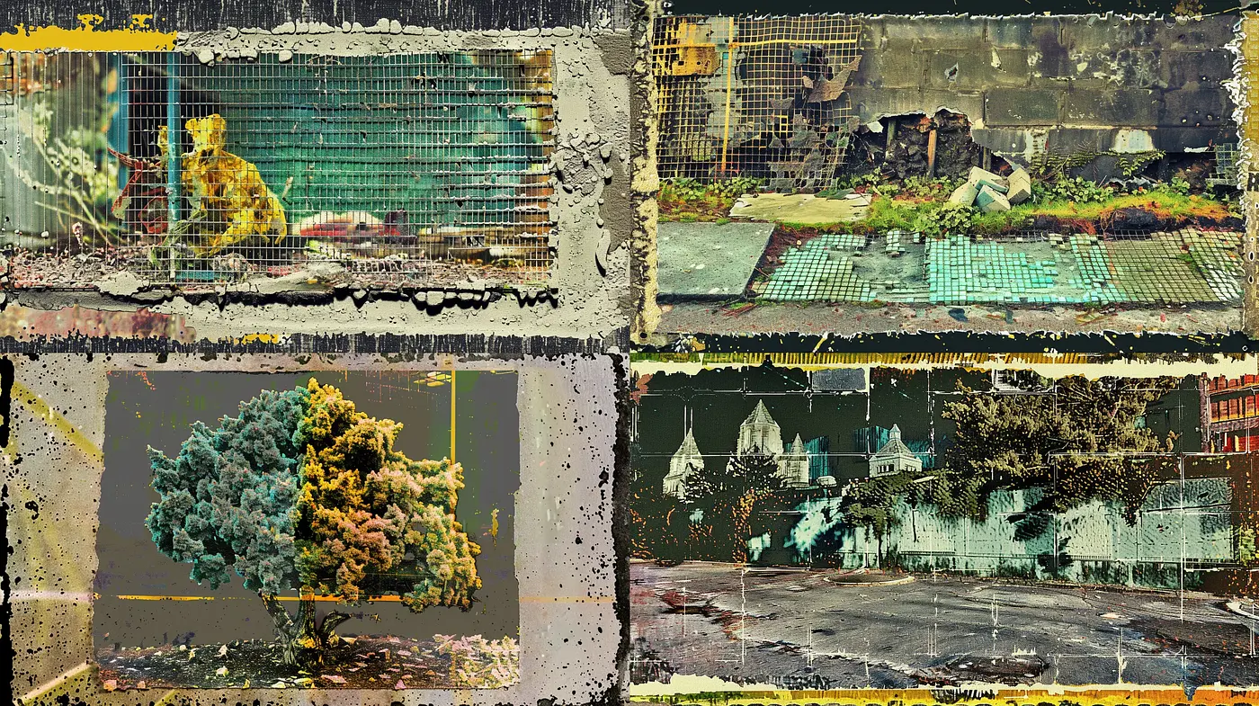 Decay and Overgrowth: An Exploration of Post-Apocalyptic Aesthetics and Textures - Midjourney sref style