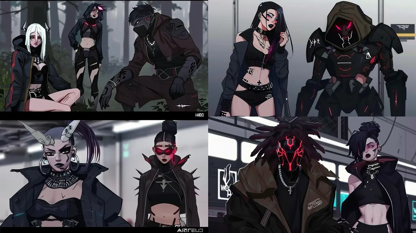 Futuristic Cyberpunk Elegance with Underground Streetwear Influence - Midjourney sref style