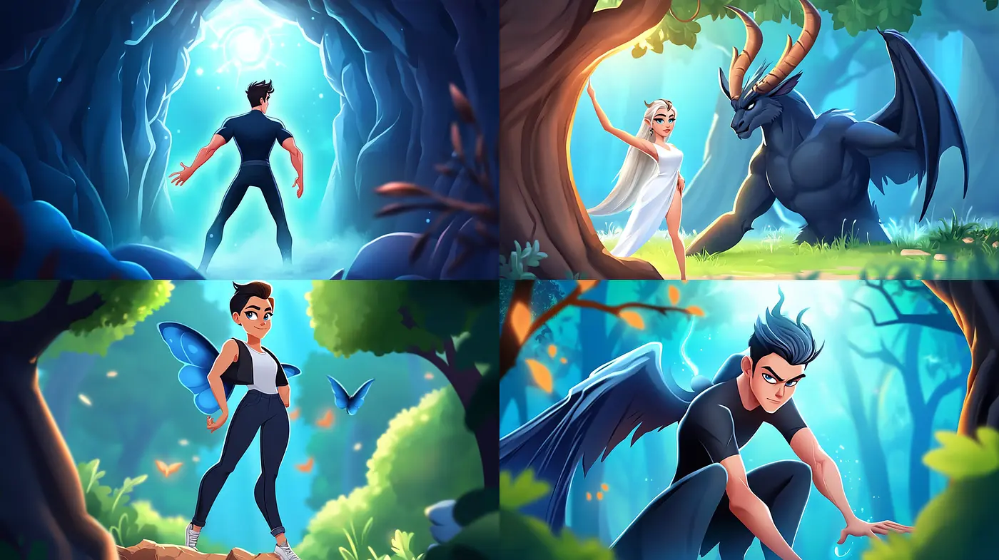 Vibrant Fantasy Art with Whimsical Elements and Dynamic Composition - Midjourney sref style