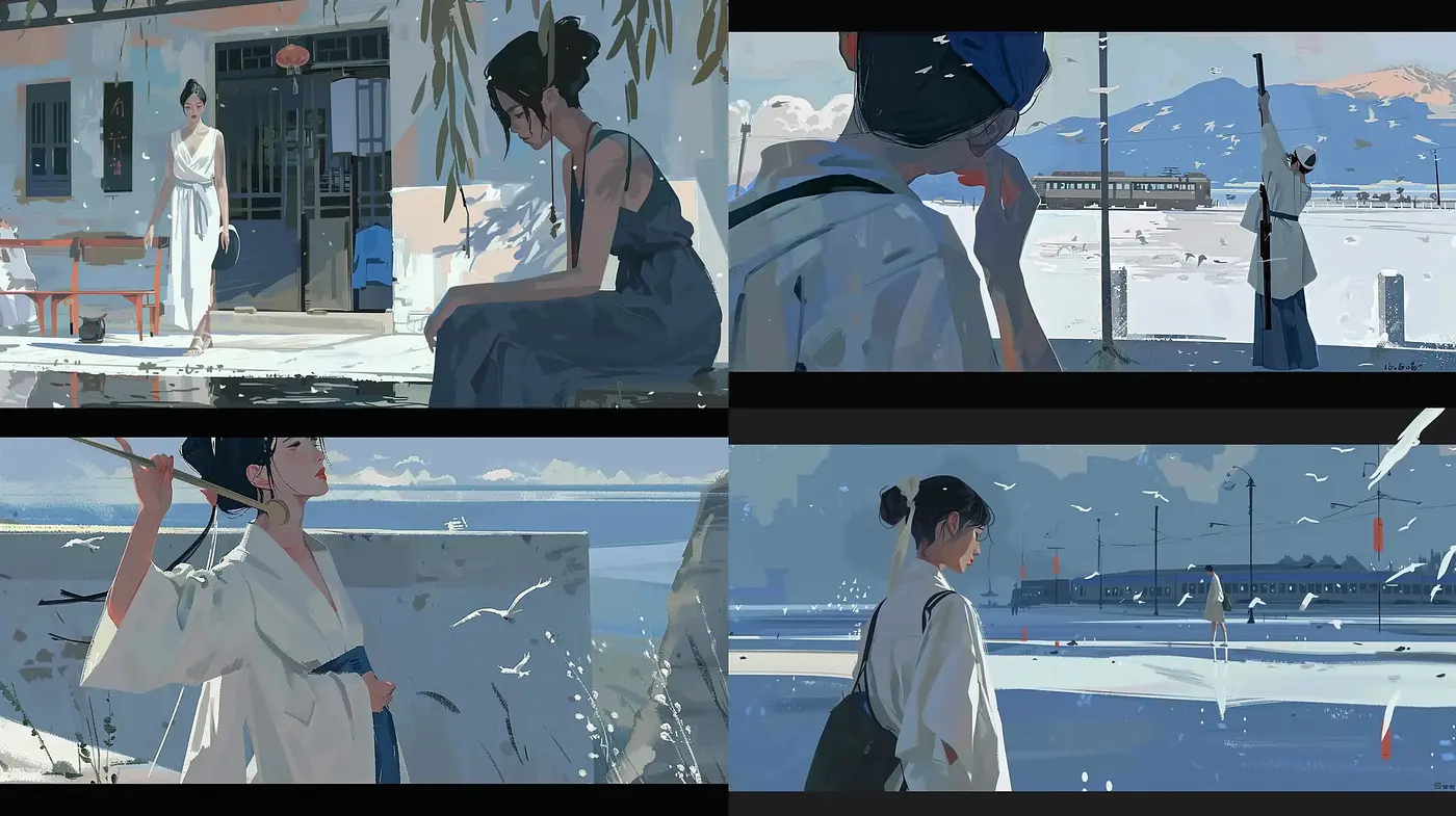 Serene Tableaus with a Contemporary Impressionist Ethos - Midjourney sref style