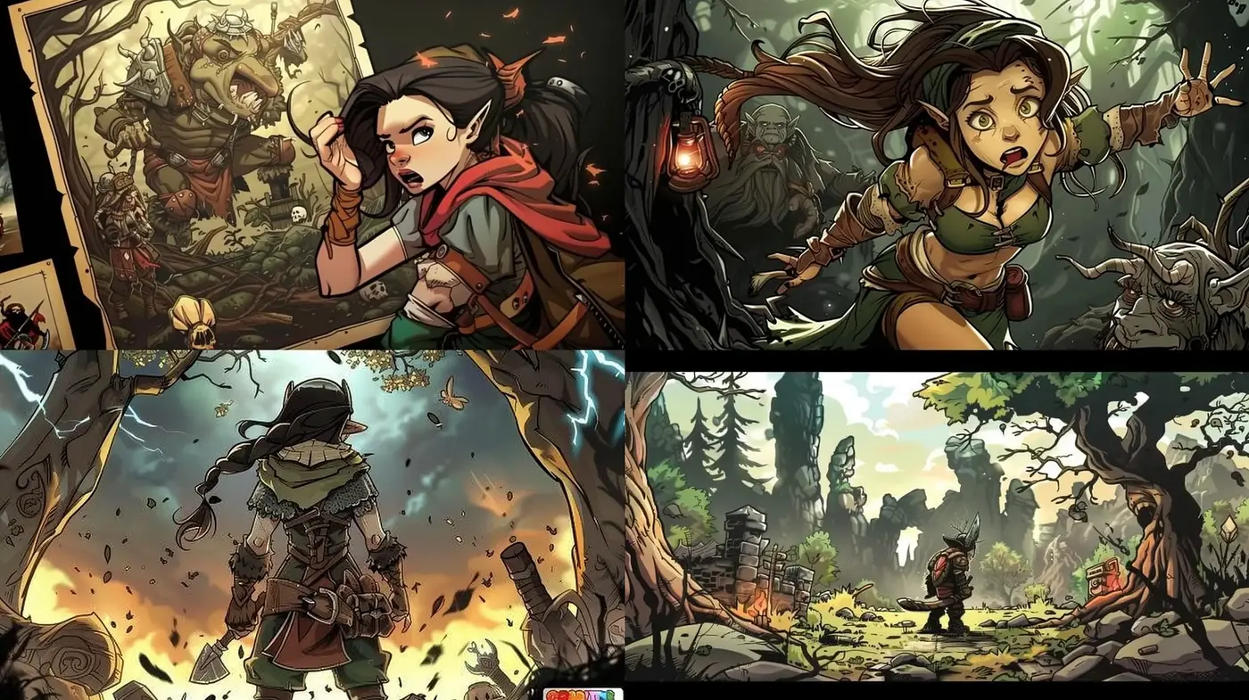 Enchanted Forest Adventures in Stylized Illustration - Midjourney sref style