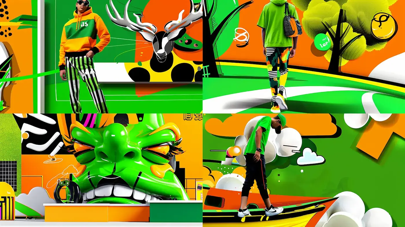 Dynamic and vibrant urban art style with a playful feel - Midjourney sref style