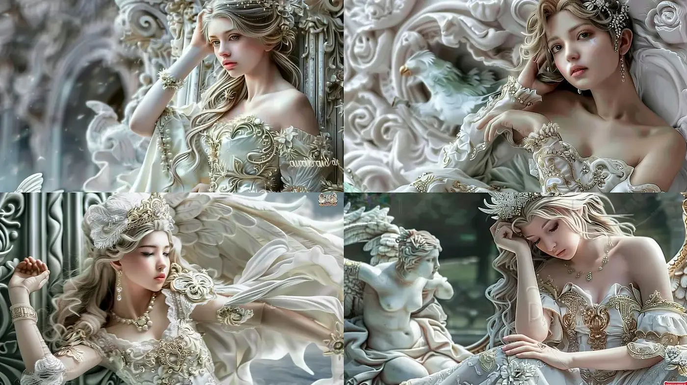 Elegant and ethereal portrayal with a whimsical touch - Midjourney sref style