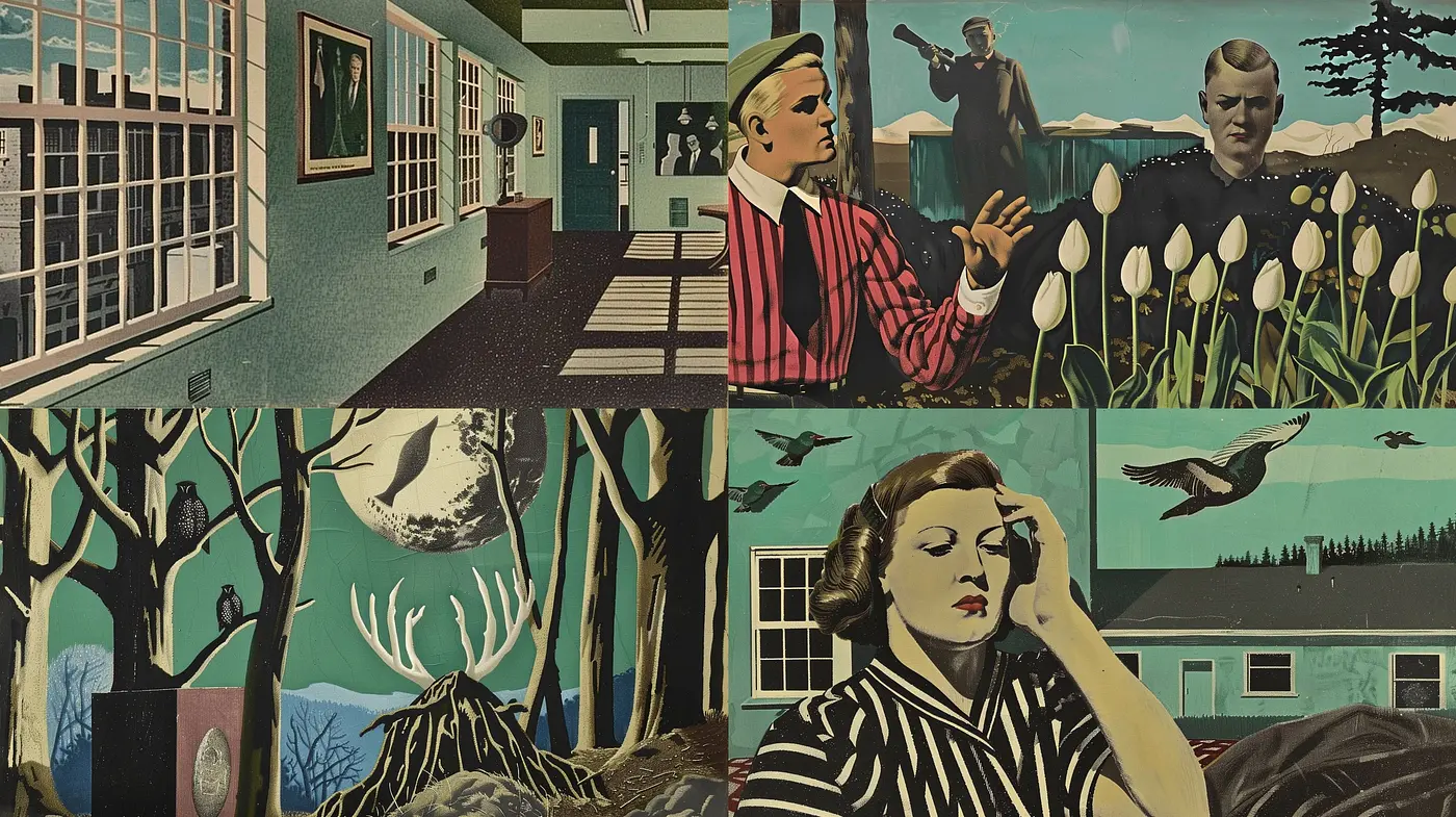 Ethereal Nostalgic Dreamscapes with Surrealist Undertones - Midjourney sref style