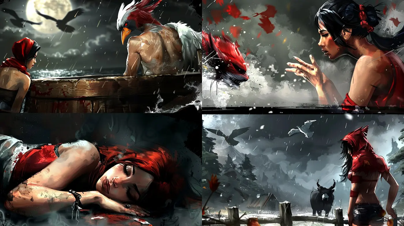 Whispers of a Forlorn Saga: A Rain-Drenched Melancholic Brushwork - Midjourney sref style