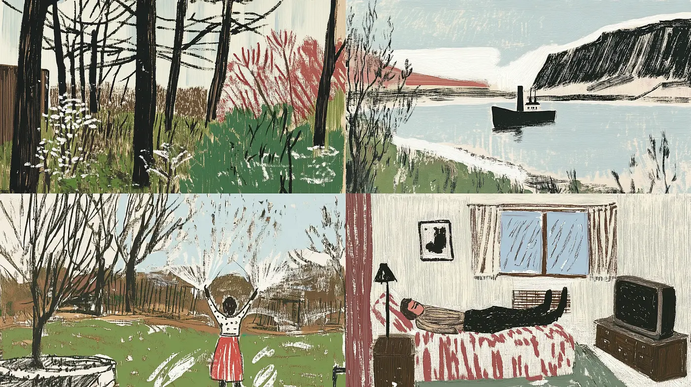 Rustic Brushwork Charm: A Touch of Midcentury Illustrative Nostalgia - Midjourney sref style