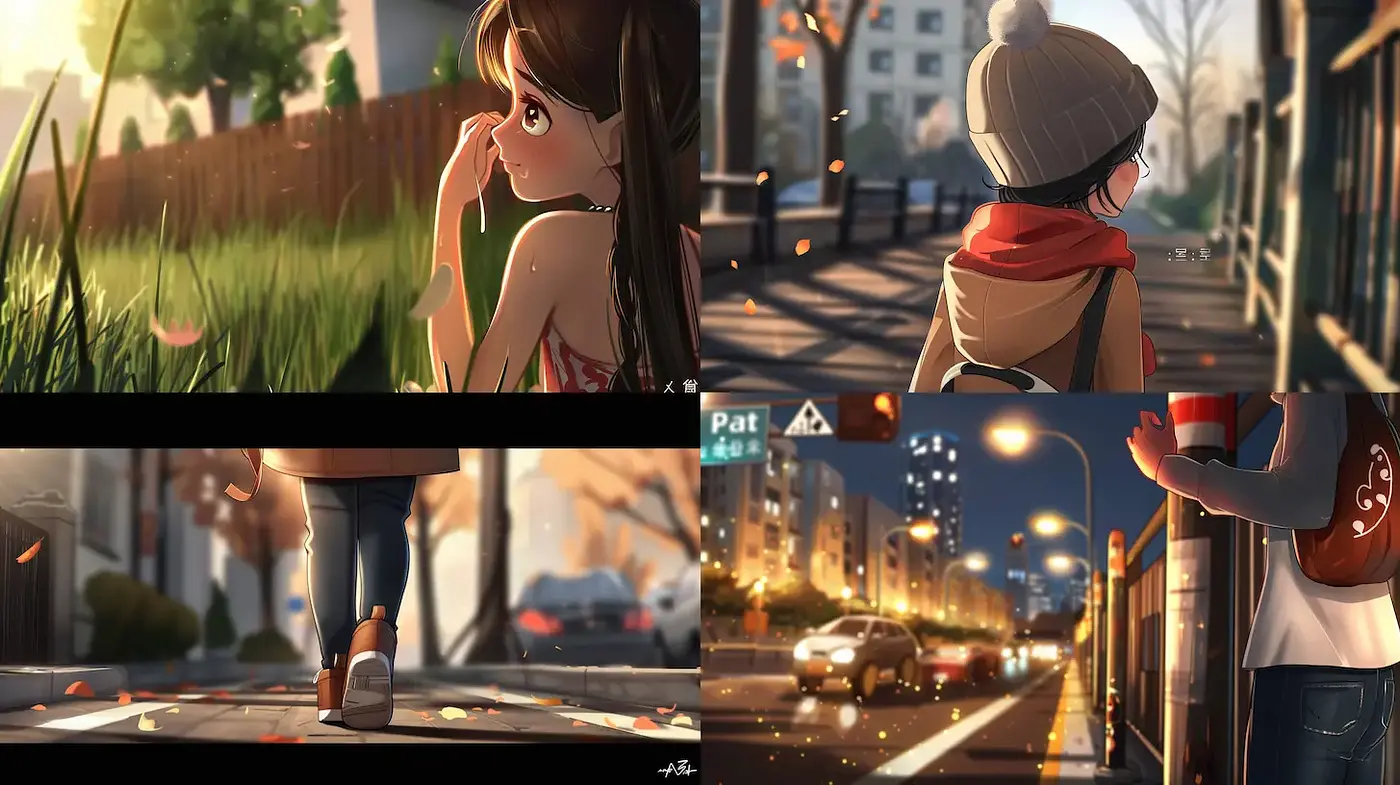 Whimsical urban landscapes with a nostalgic ambiance and vibrant character interactions - Midjourney sref style