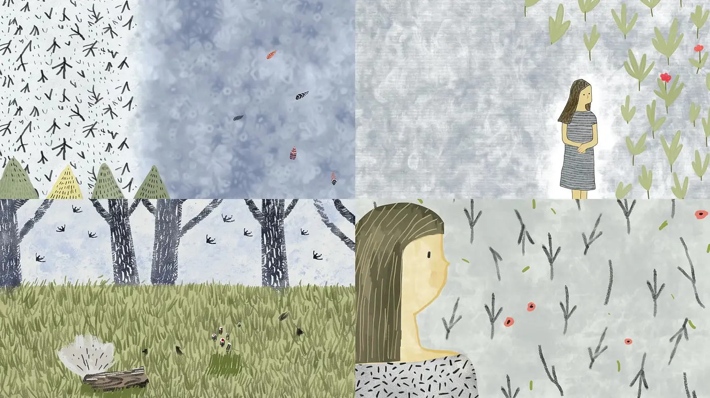 Whimsical Storybook Illustrative Style with Textured Fabric Effects - Midjourney sref style