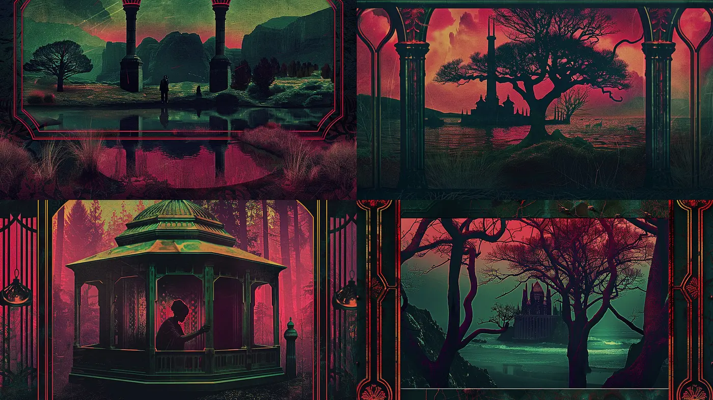 Gothic Reverie: A Digital Homage to Dark Romanticism and Mysterious Elegance - Midjourney sref style