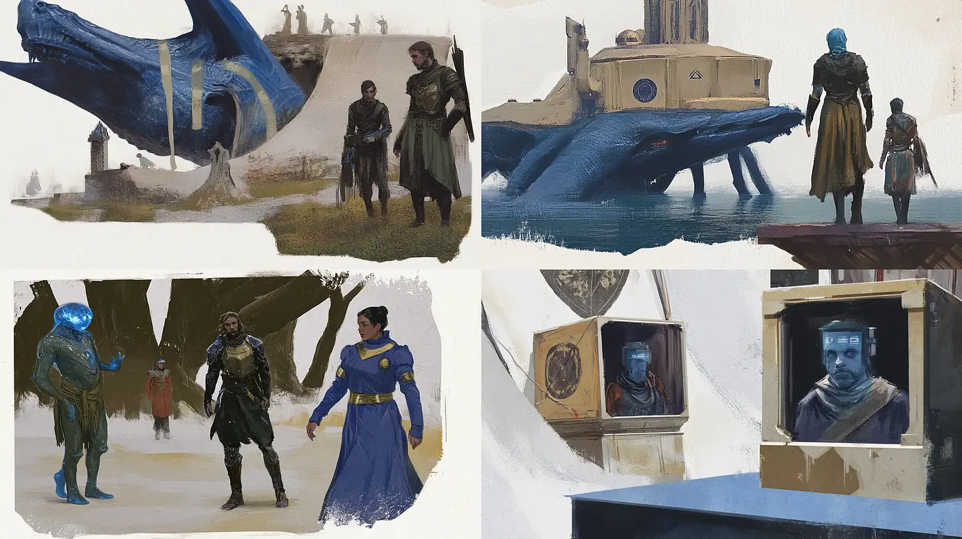 Ethereal Sci-Fi Tableaus with a Timeless Patina - Midjourney sref style