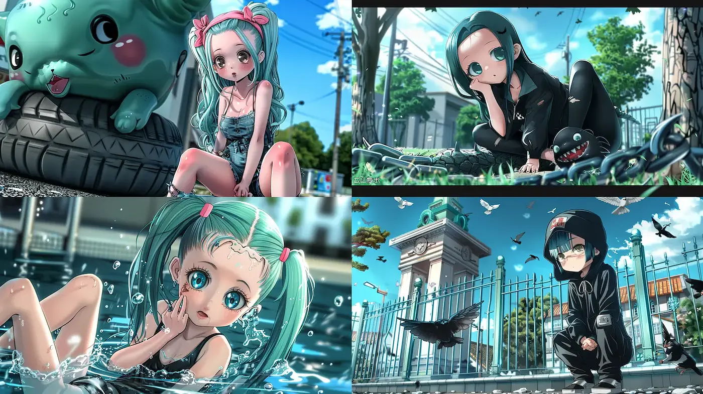 Vibrant Anime-Inspired Aesthetic with Quirky Characters - Midjourney sref style