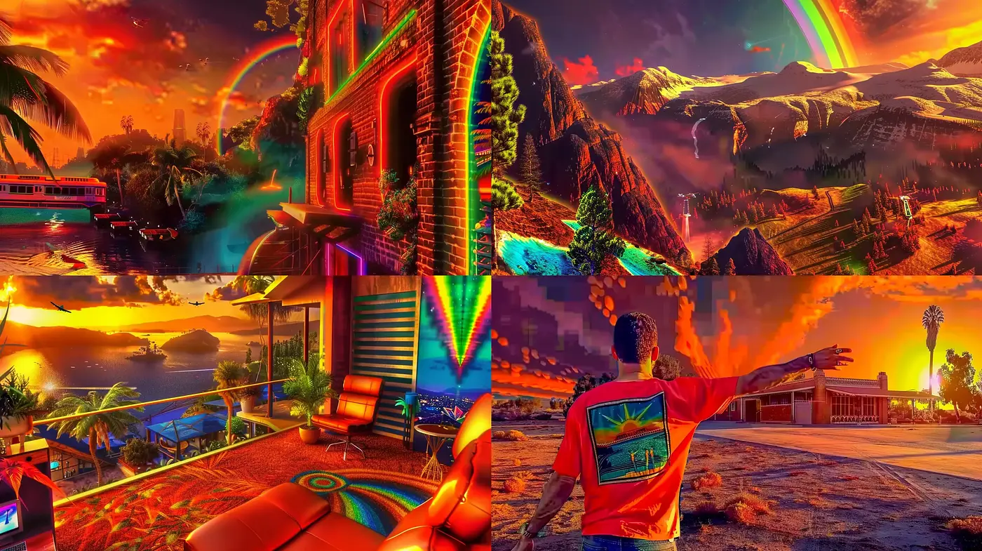 Surreal Neon Dreamscape: A Vivid Synthesis of Chromatic Splendor - Midjourney sref style