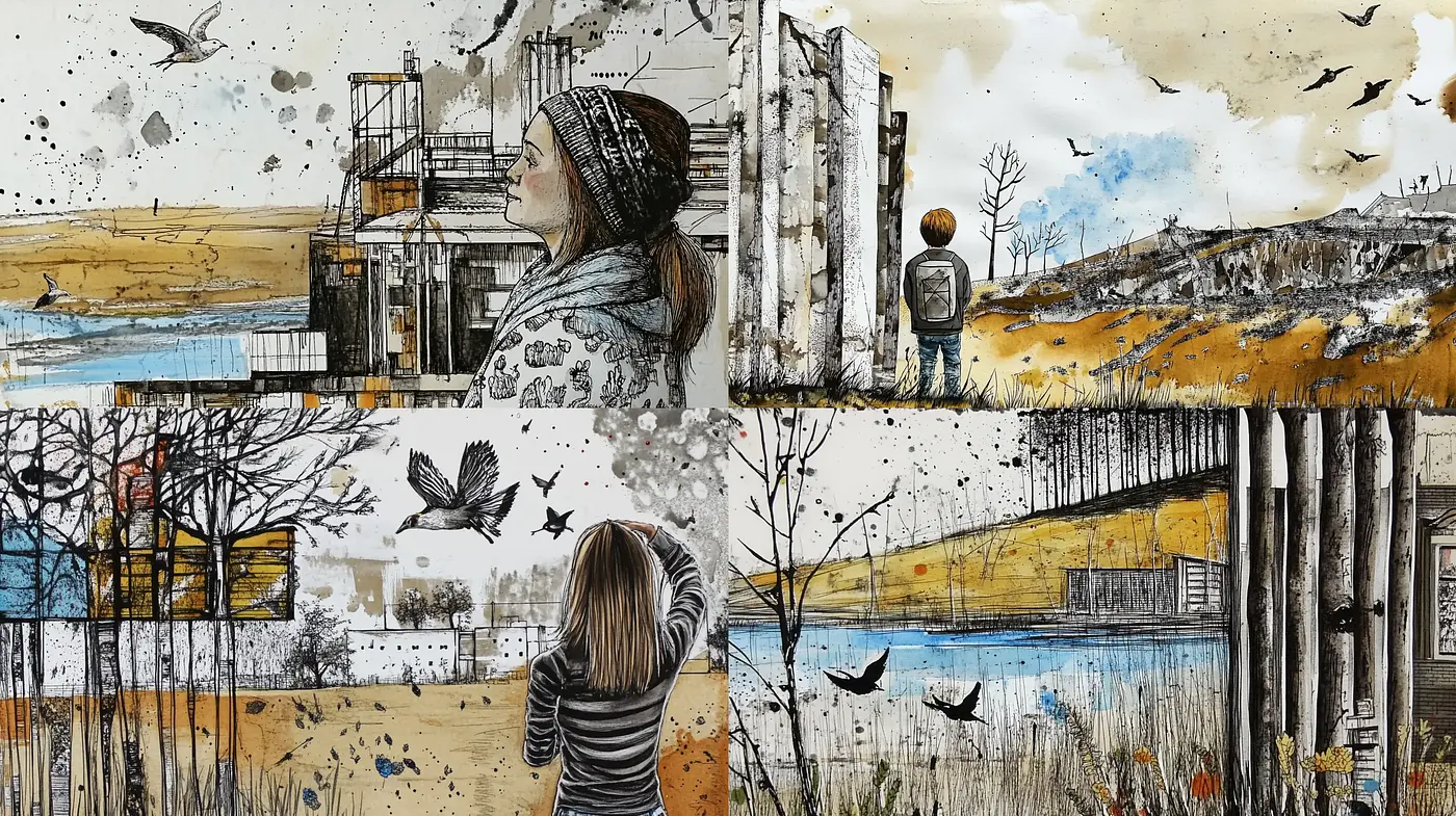 Rustic Serenity: A Harmony of Ink and Watercolor - Midjourney sref style