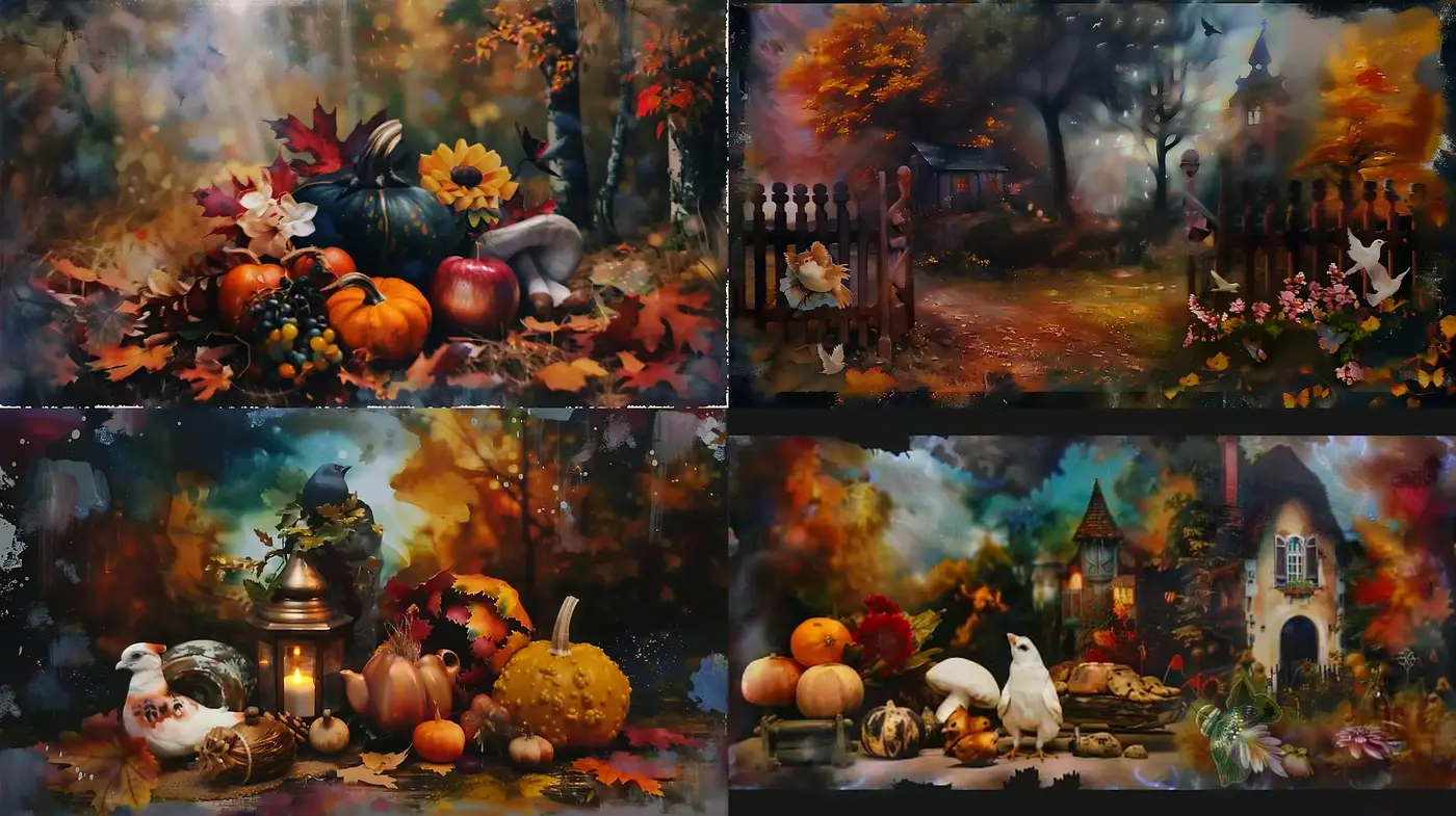 Atmospheric Autumnal Scenes with a Romantic Painting Essence - Midjourney sref style