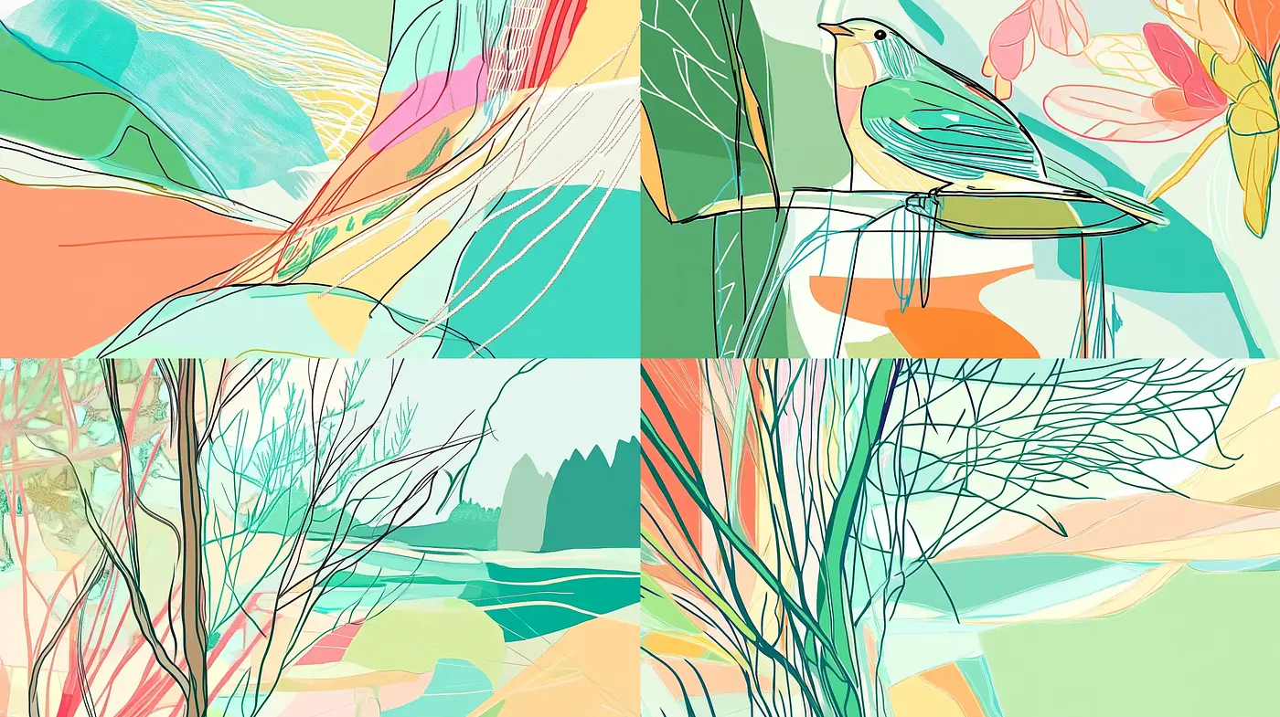 Whimsical Contour Lines with Pastel Dreamscapes - Midjourney sref style