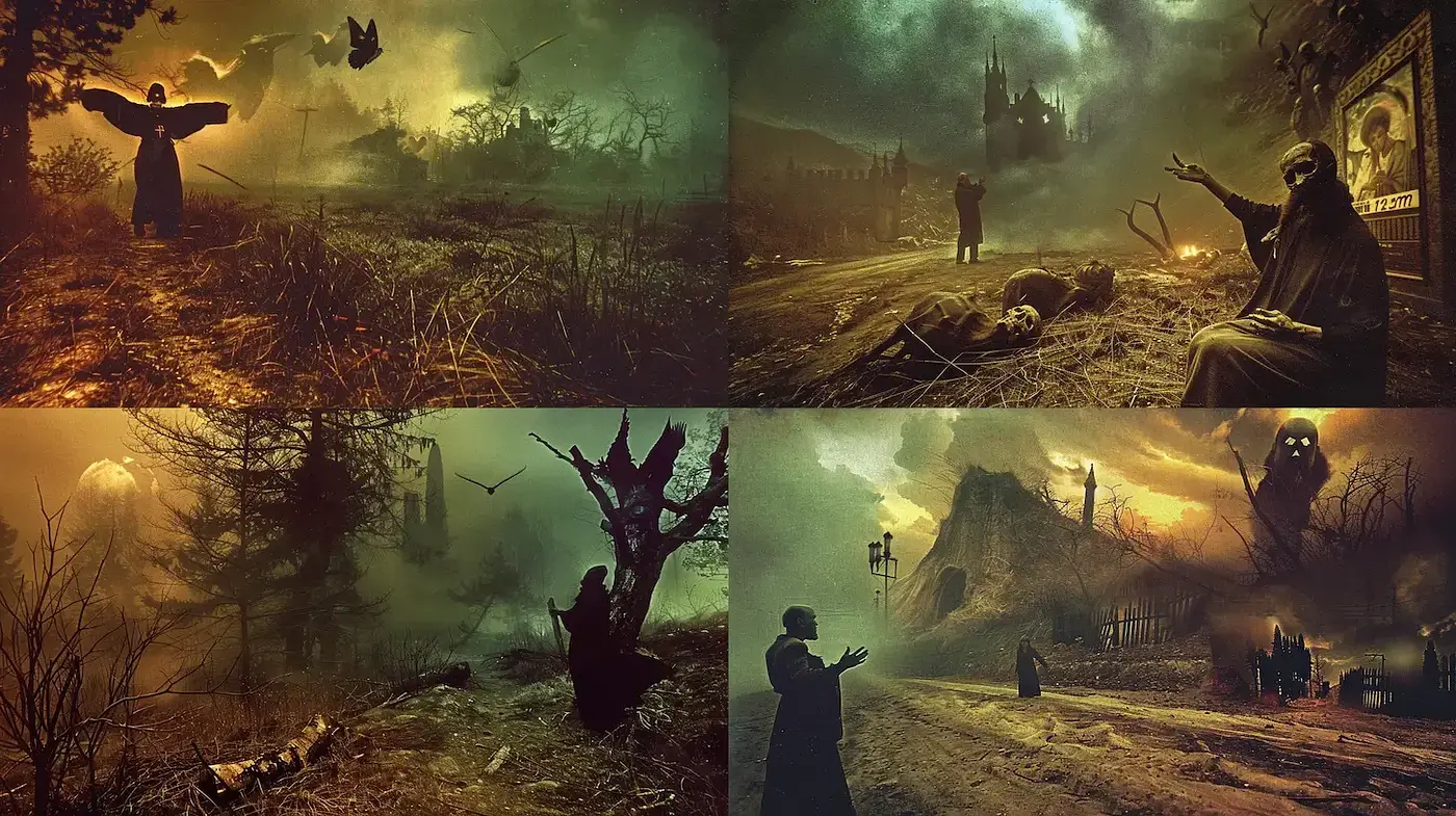 Ethereal Gothic Twilight: A Mysterious Journey Through Darkened Landscapes - Midjourney sref style