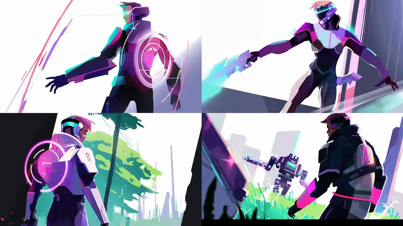 Futuristic and Cybernetic Aesthetic with Energetic Dynamics - Midjourney sref style