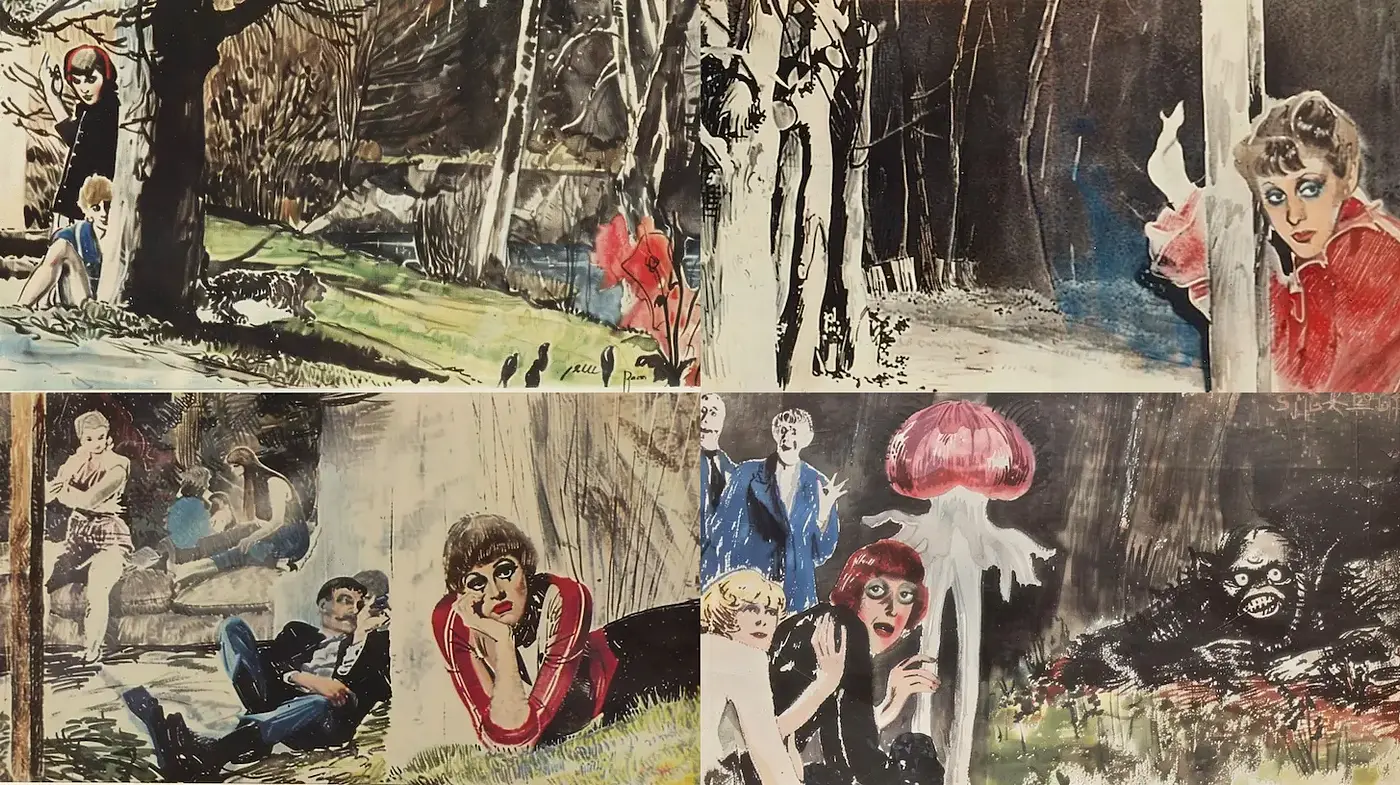Darkly Atmospheric Illustrations with a Retro Aesthetic - Midjourney sref style