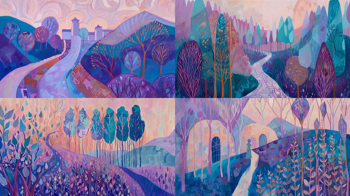 Ethereal Lavender Dreamscape in Stylized Nature - Midjourney sref style