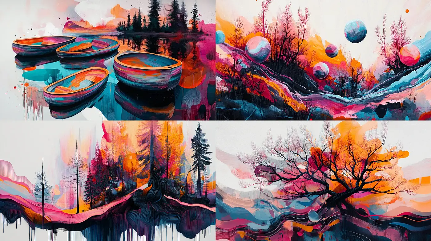 Vibrant Surreal Landscapes with Ethereal Overtones - Midjourney sref style