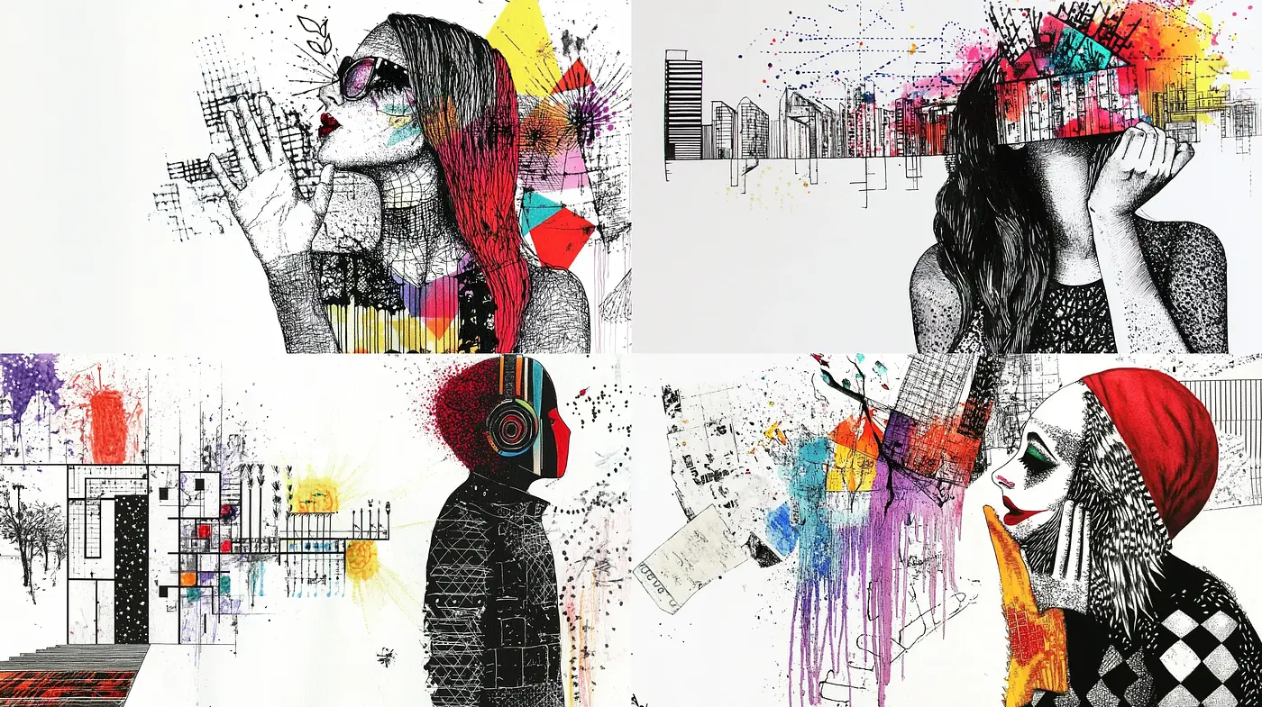 Abstract Expressionist Fusion with Urban Pop Art Influence - Midjourney sref style