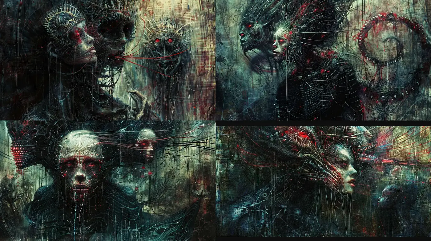Ethereal Phantasmagoria: A Homage to Surrealist and Dark Fantasy Realms - Midjourney sref style