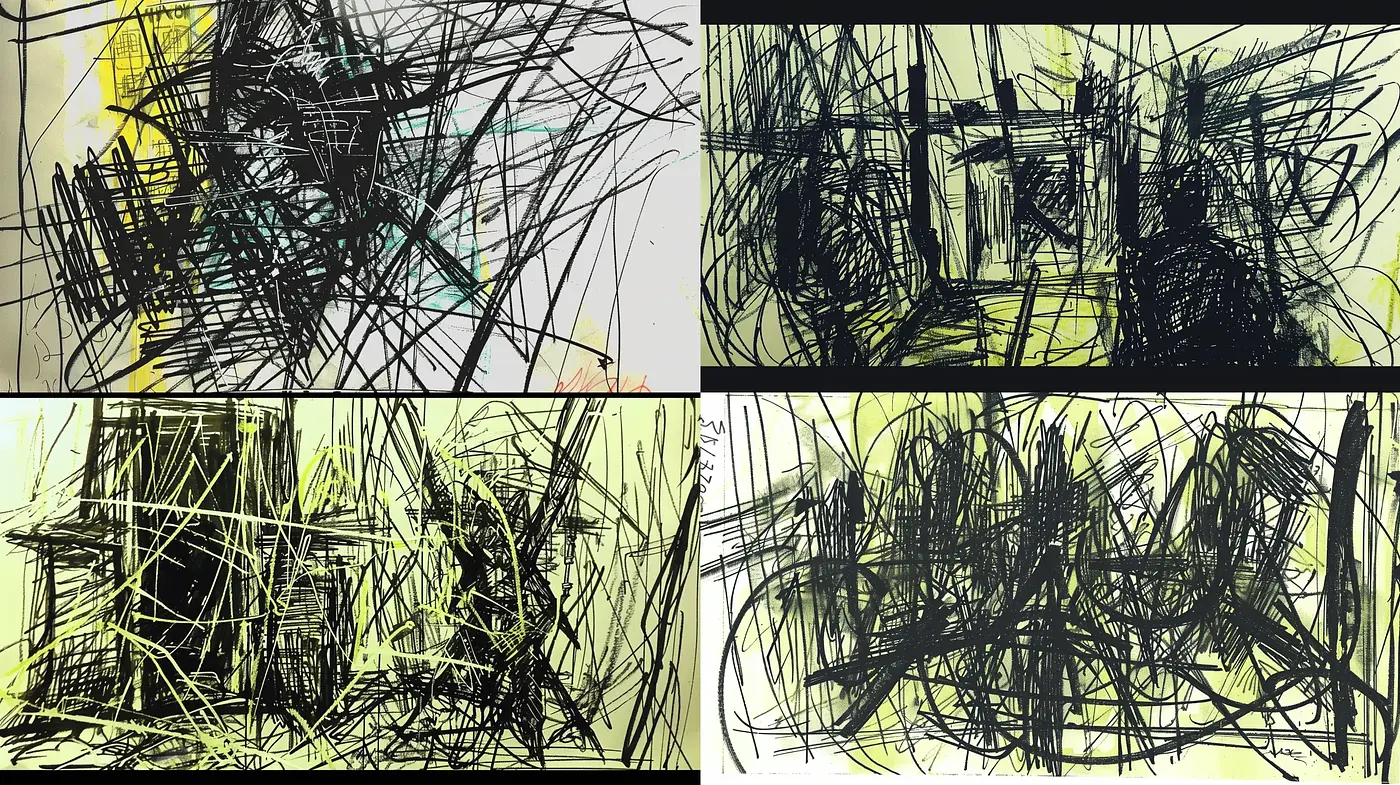 Abstract Expressionist Complexity: A Dance of Chaos and Order - Midjourney sref style