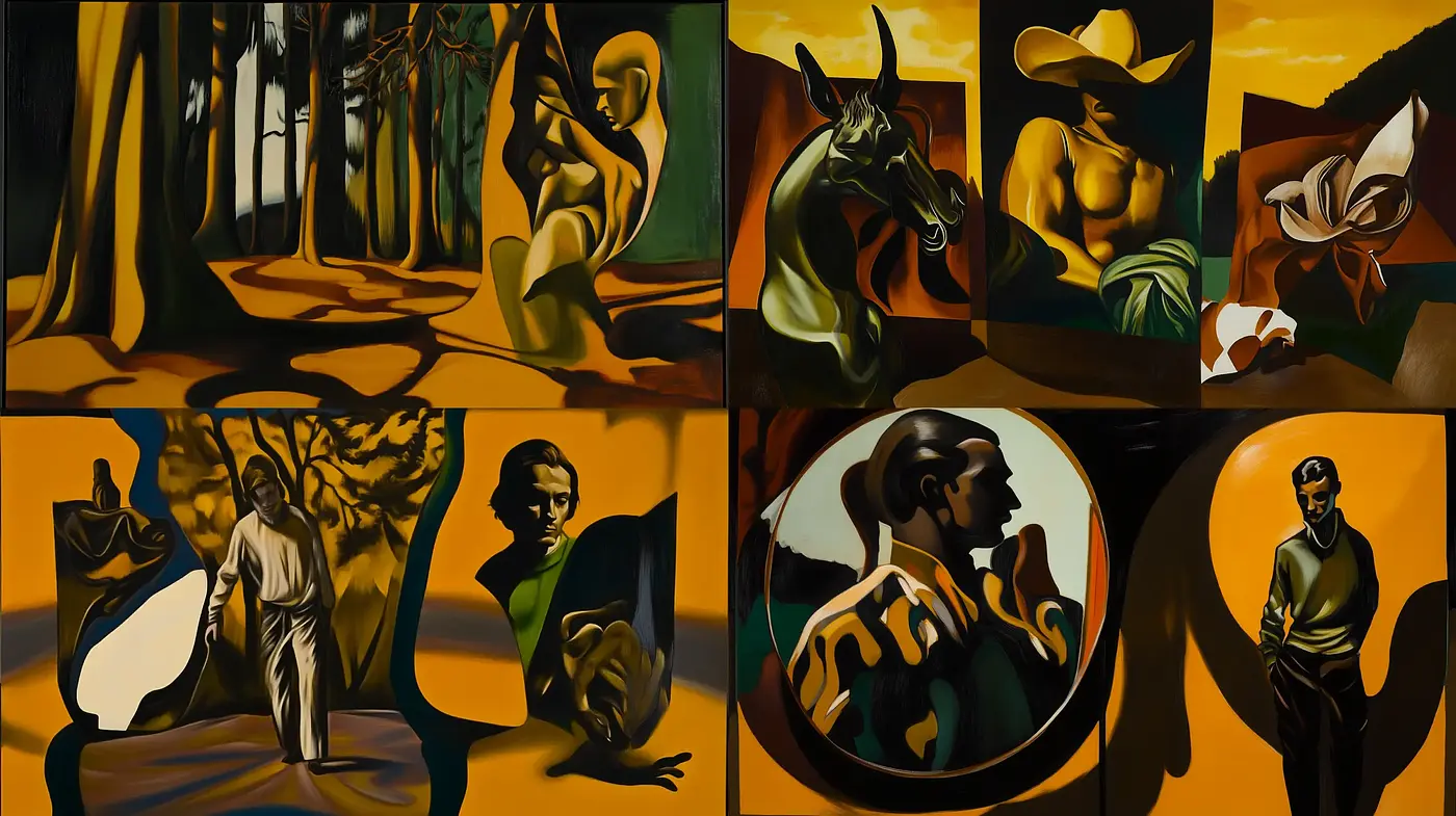 Surreal Shadows and Amber Tones: An Homage to Interpretive Realism - Midjourney sref style