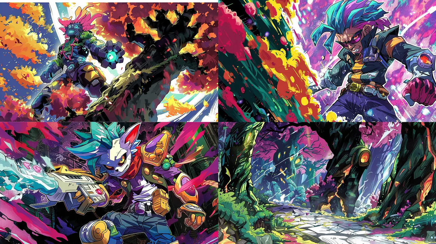 Vibrant Spectrum Fusion: An Energetic Blend of Vivid Colors and Dynamic Movements - Midjourney sref style
