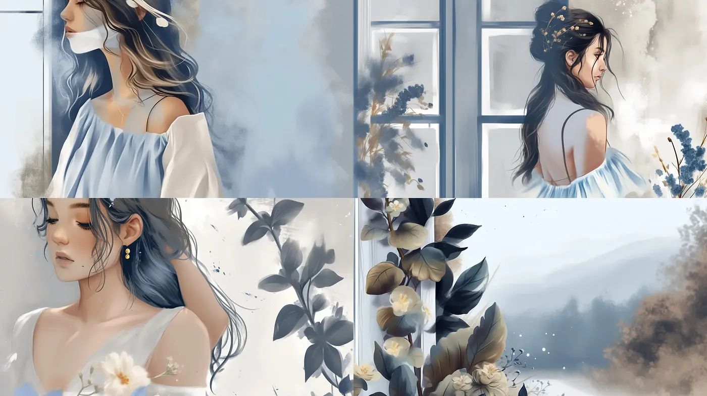 Ethereal Grace: A Homogeneous Blend of Dreamy Pastels and Soft Textures - Midjourney sref style