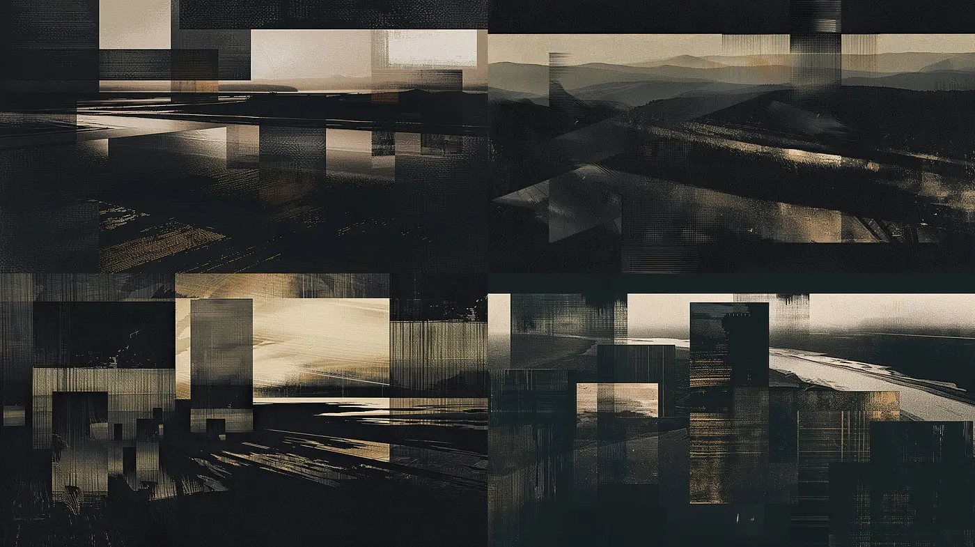 Dusky Metropolis Mirage: An Abstract Interpretation of Urban Intersectionality - Midjourney sref style