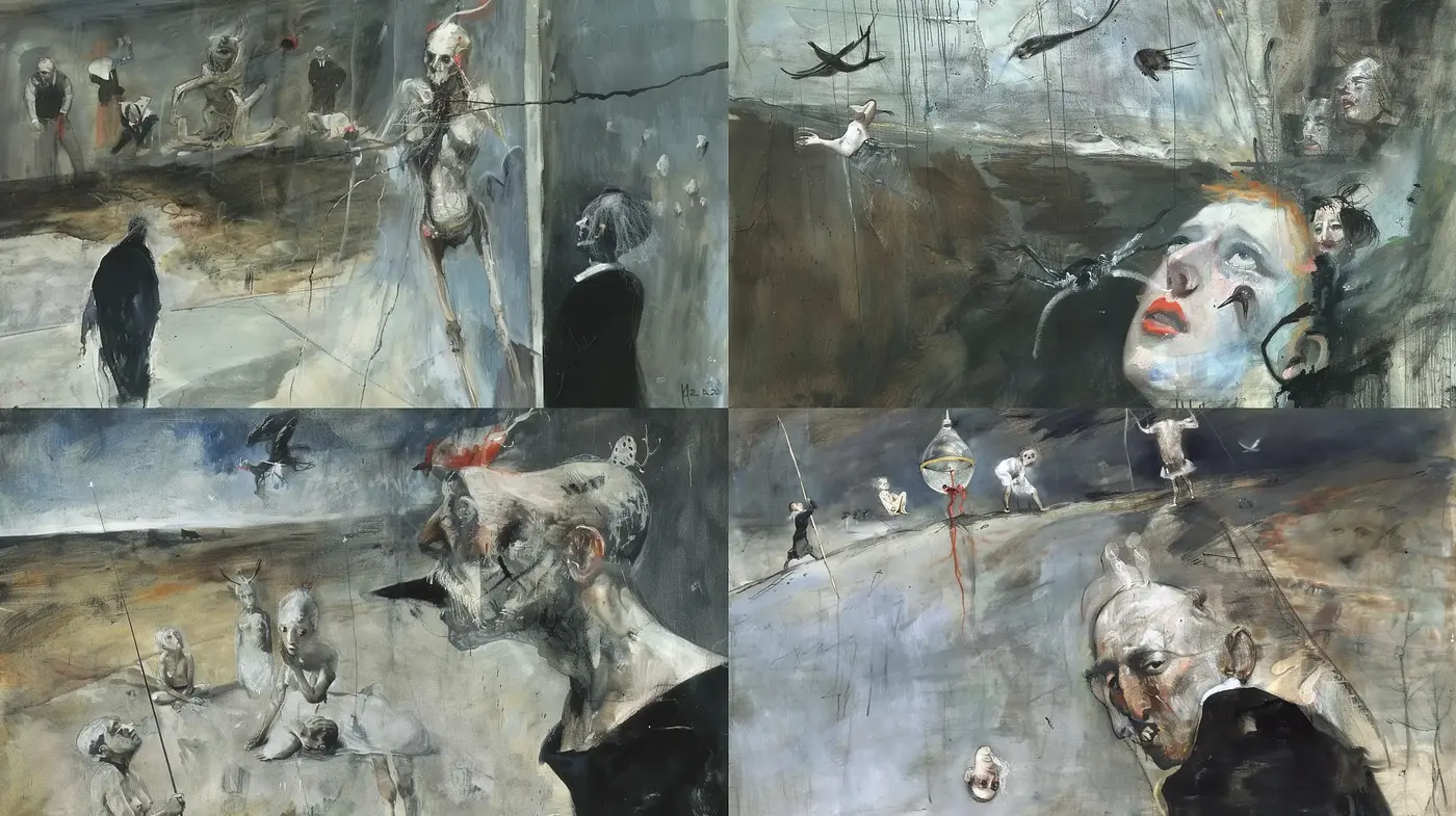 Ethereal Desolation in Grayscale Hues: Surrealistic Art with a Haunting Solitude - Midjourney sref style