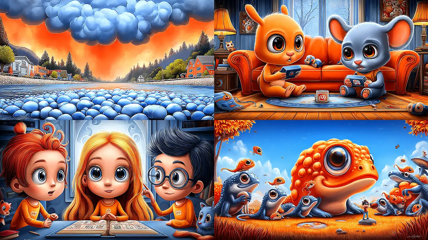 Playful and Whimsical Cartoon Aesthetic with a Warm Palette - Midjourney sref style