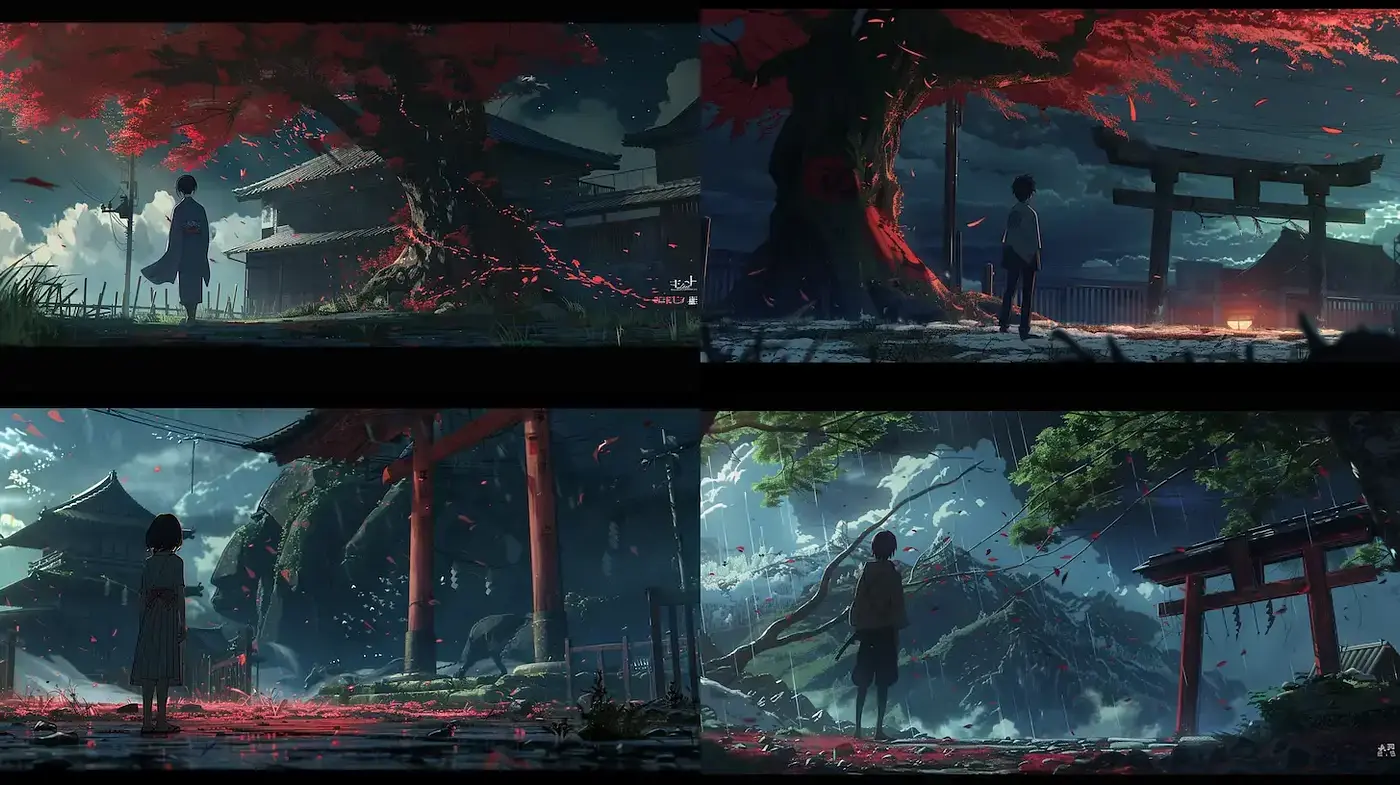 Japanese-inspired fantasy landscapes with a mystical atmosphere - Midjourney sref style